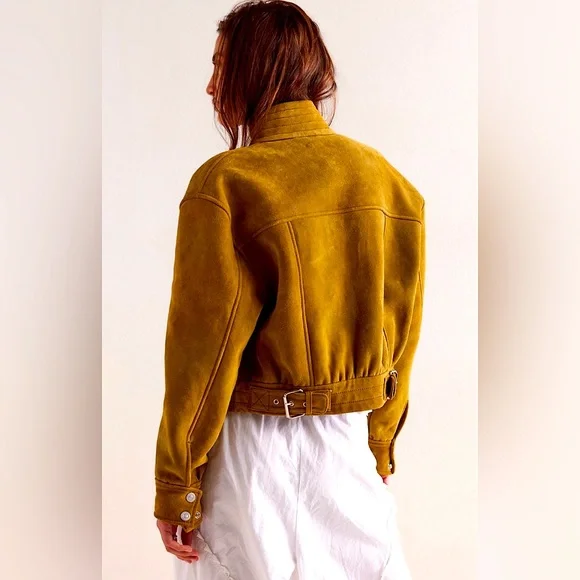 Free People We The Free Wes Suede Bomber Jacket NWT - Picture 13 of 15